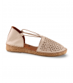 Alpargata plana en piel hielo con grabado floral Top3 SR1747, ligera y fresca