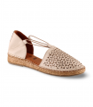 Alpargata plana en piel hielo con grabado floral Top3 SR1747, ligera y fresca