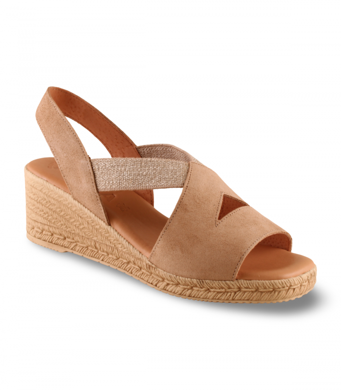 Sandalia cuña serraje camel Kaola 1120