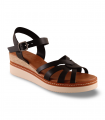 Sandalia cuña negra estable Kaola 5542, cómoda