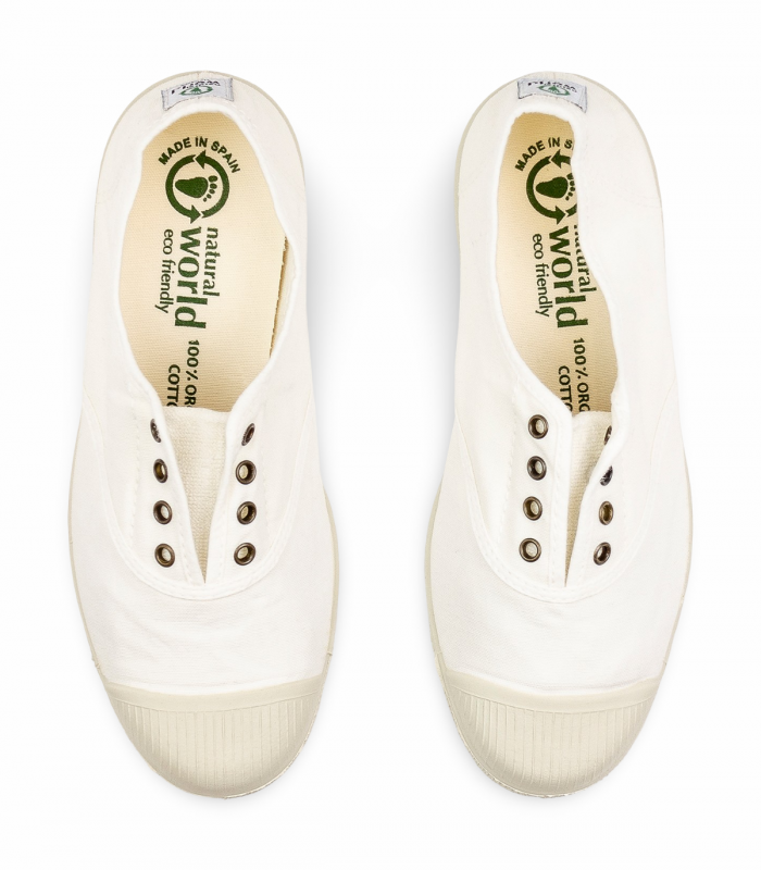 Deportivo lona blanco limpio Natural World 102E, básico veraniego