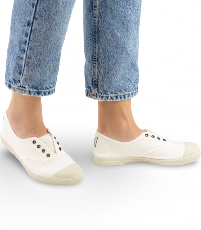 Deportivo lona blanco limpio Natural World 102E, básico veraniego