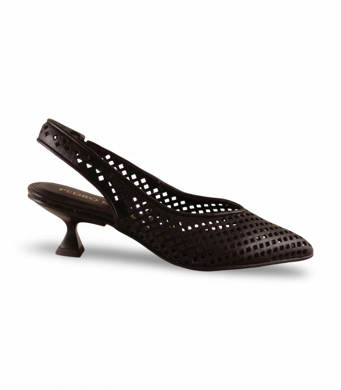 Slingback negro calado elegante Pedro Miralles 18643