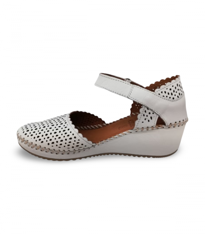 Sandalia blanca calada cuña Erase 793-59