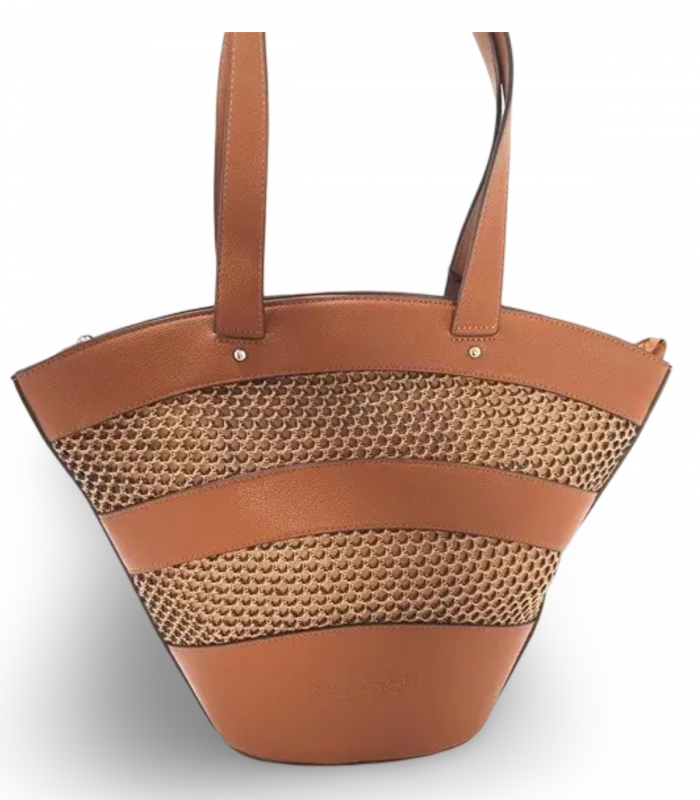 Bolso de cuero con detalles en rafia Pepe Moll 251340
