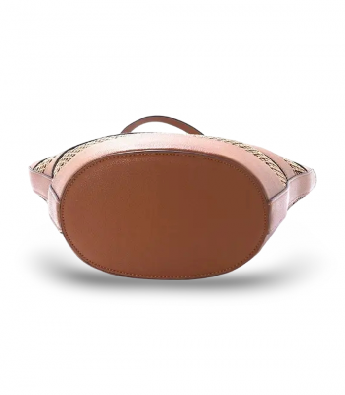 Bolso de cuero con detalles en rafia Pepe Moll 251340