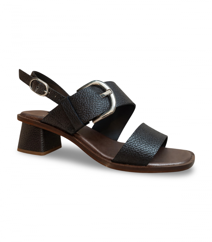Sandalia negra tacón medio Plumers 3103