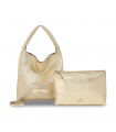 Bolso hobo metalizado oro Robert Pietri Tropical 5396, luminoso y llamativo