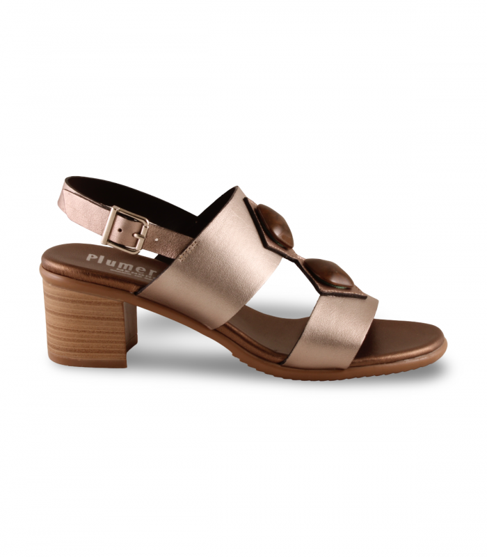 Sandalia bronce metalizada tacón Plumers 3071