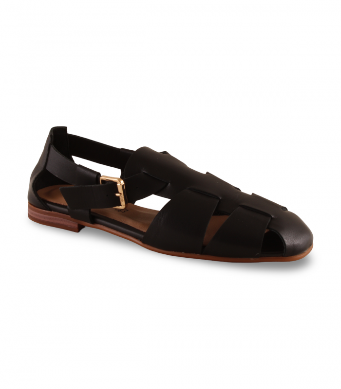 Sandalia napa negra entrelazada TOP3 1540