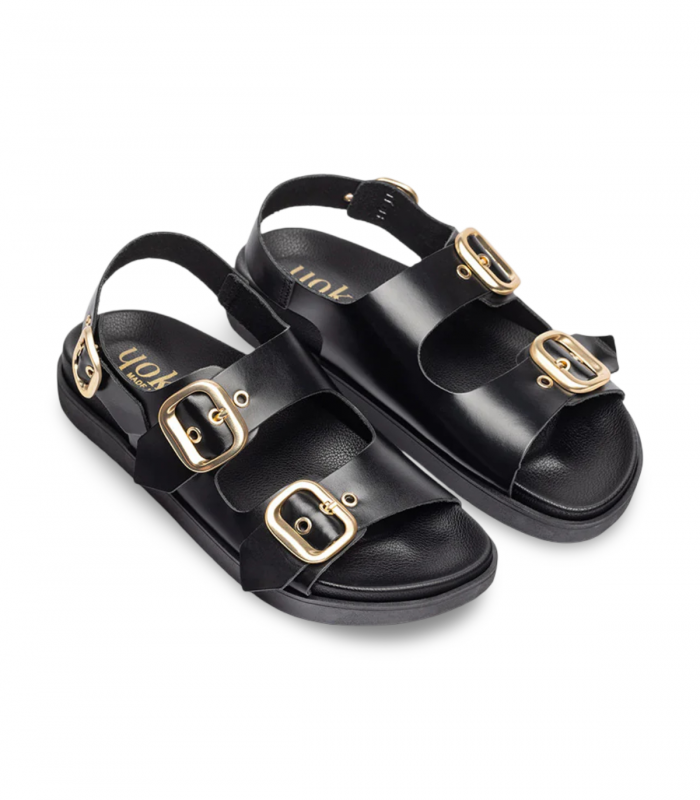 Sandalia bio negra triple hebilla Yokono Morena 253