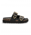 Sandalia negra hebillas y tachas Yokono Tunez 262