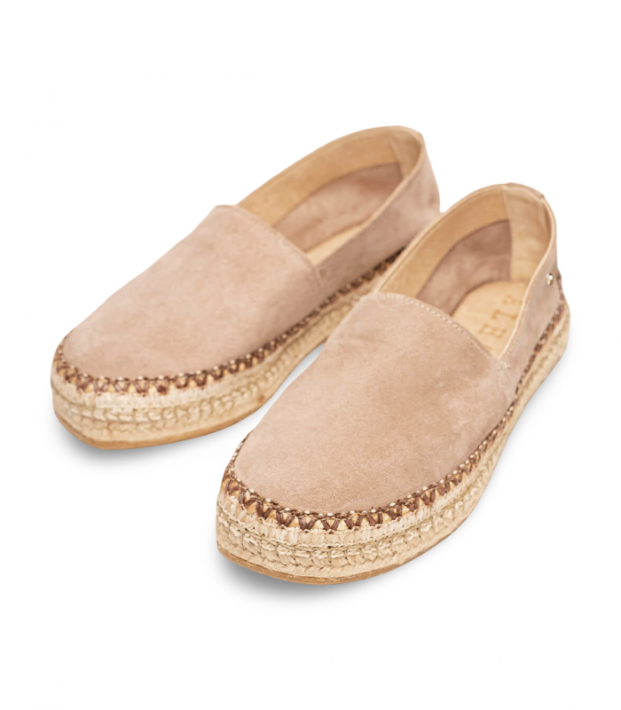 Alpargata de yute en serraje taupe Alhamas 12800, cómoda y natural