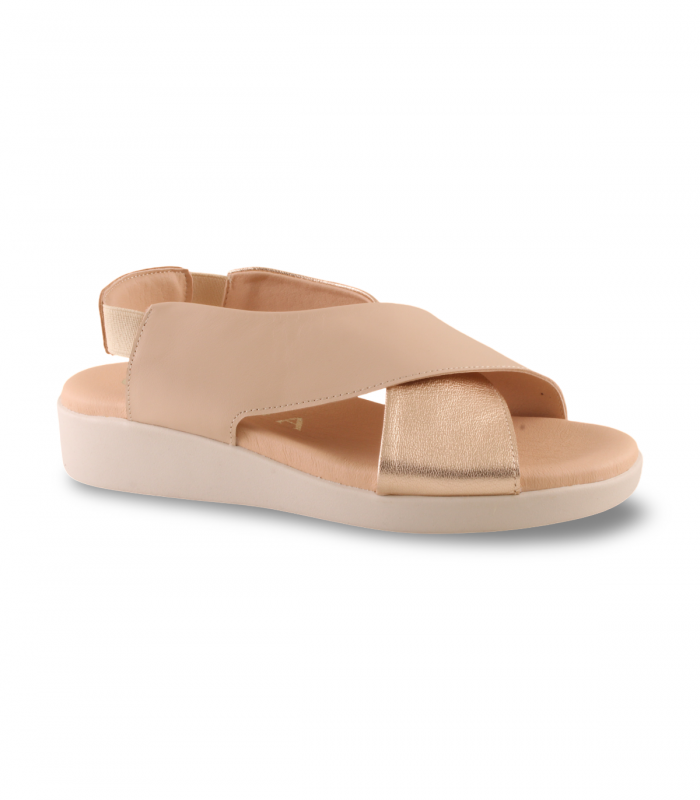 Sandalia hielo brillo platino Giorda 32203, cómoda
