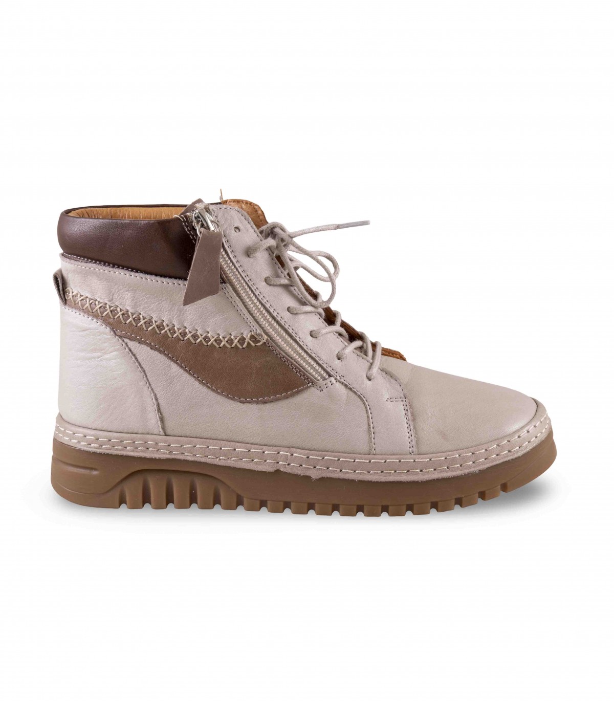 Botines con cordones 48 Horas 3905 en piel beige
