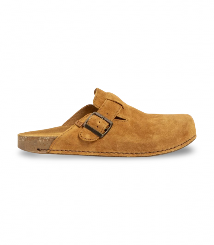 zueco bio en serraje de color camel