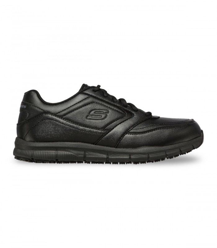 Zapato negro Skechers para hombre, cierre de cordones.