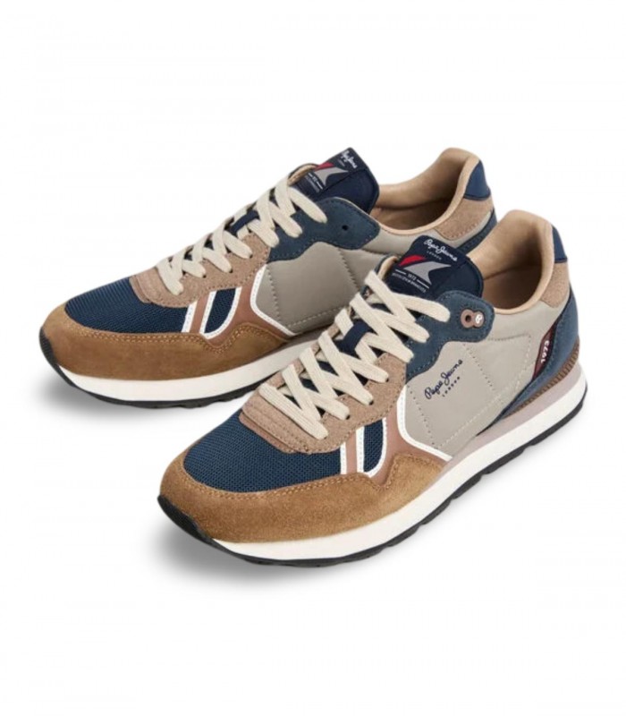 Deportivo retro Pepe Jeans Brit Boost M combinado en gris, cuero y azul