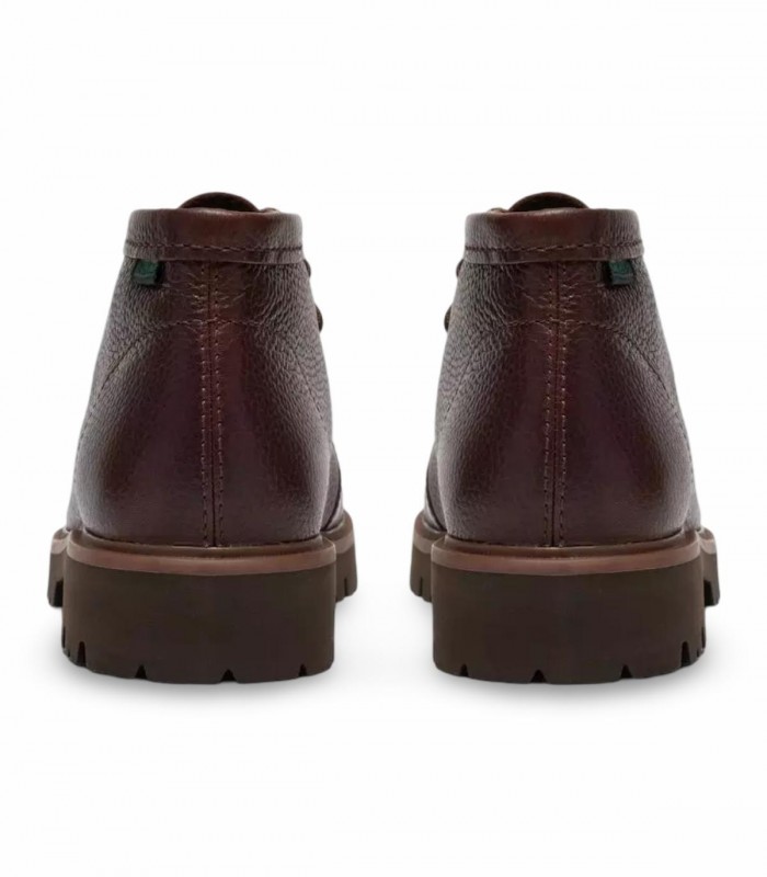 Botín Wallabee Clarks Cleyhill Top en piel marrón granulada con suela track