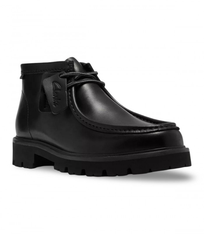 Botín Clarks Cleyhill Top en piel negra con suela dentada