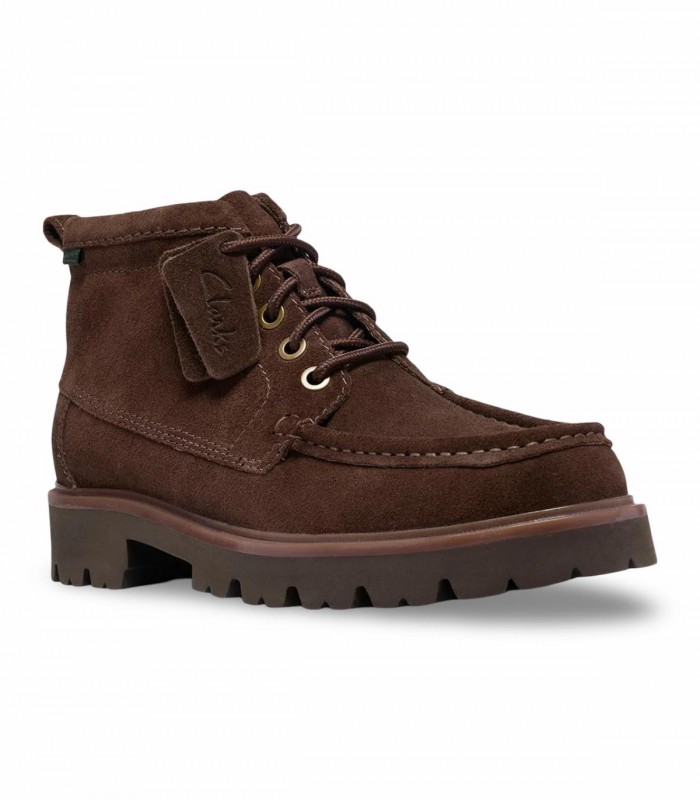Bota Clarks Cleyhill Hi en serraje marrón con suela robusta dentada