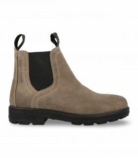 Botín Chelsea Jeep JL62510A en serraje taupe con elásticos negros y doble tirador