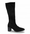 Bota alta Miss Elastic 78202 negra de efecto ante elástico con tacón ancho