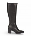 Bota alta Wonders L-1602 Isy en piel negra con tacón ancho y plataforma