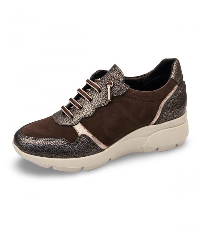 Deportiva Jordana 5158 marrón con cuña y detalles metalizados