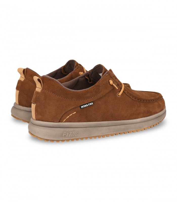 Zapato Wallaby Walk In Pitas Osaka en serraje camel con costuras marcadas