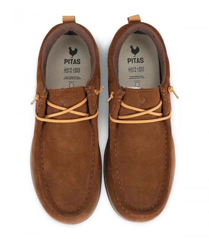 Zapato Wallaby Walk In Pitas Osaka en serraje camel con costuras marcadas
