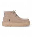 Botín Wallaby Walk In Pitas Paris en serraje beige con cordones en contraste