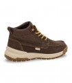Botín sport náutico Natural World 8443 en serraje castaño con cordones para hombre