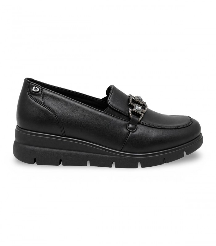 Mocasín Donna Serena 4G6288DM en napa stretch negra con elásticos y adorno