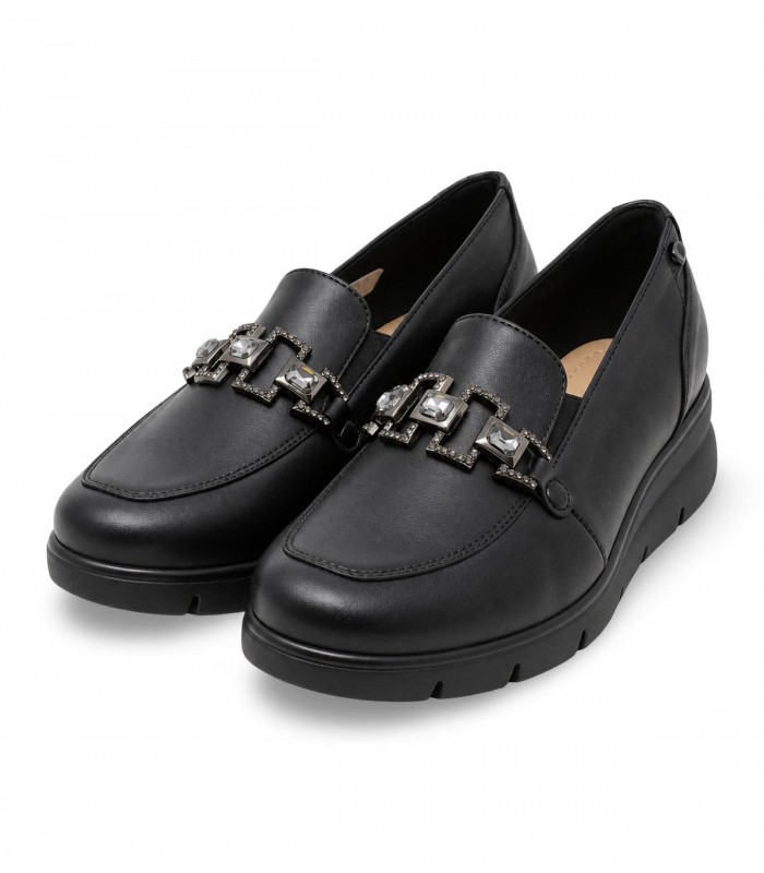 Mocasín Donna Serena 4G6288DM en napa stretch negra con elásticos y adorno