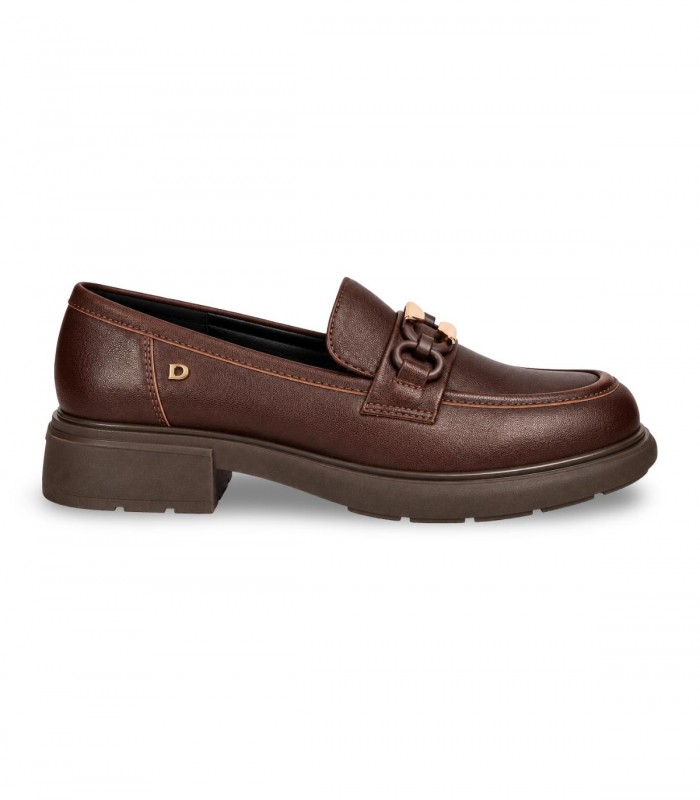 Mocasín Donna Serena 8M6213DP de piel marrón con adorno metálico