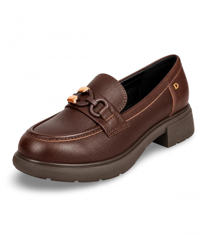 Mocasín Donna Serena 8M6213DP de piel marrón con adorno metálico