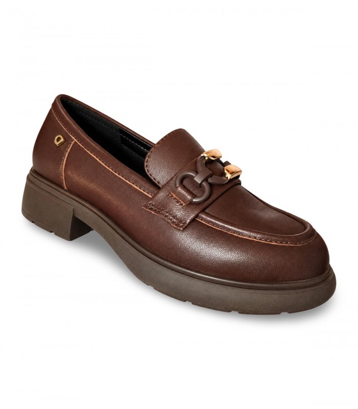 Mocasín Donna Serena 8M6213DP de piel marrón con adorno metálico