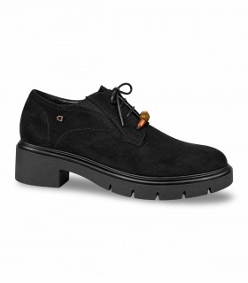 Zapato blucher Donna Serena 1B6335DS en serraje negro con suela ligera