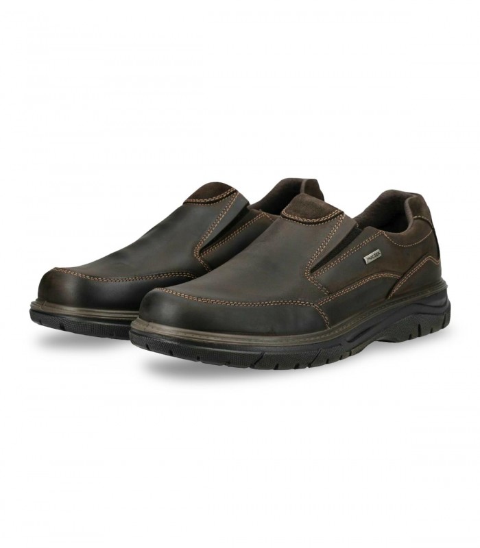 Zapato IMAC 201938 en piel engrasada café con elásticos e impermeable