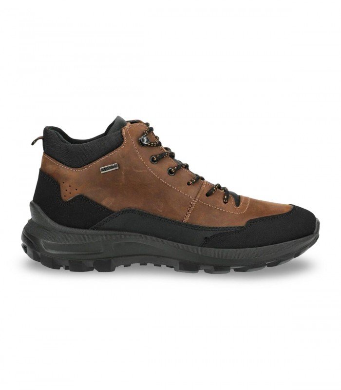 Botín de cordones Nature N200 en piel negra con cremallera e impermeable