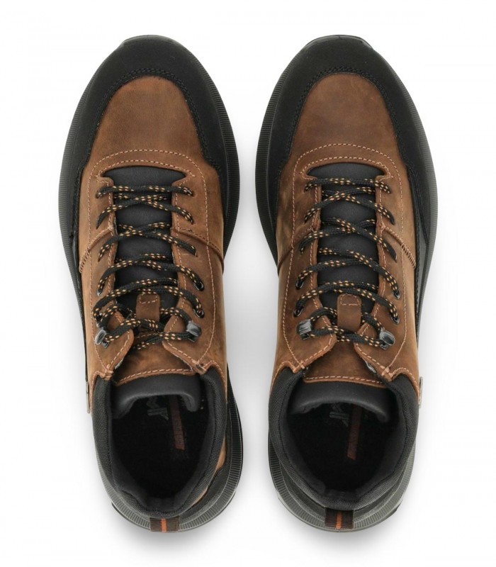 Botín de cordones Nature N200 en piel negra con cremallera e impermeable