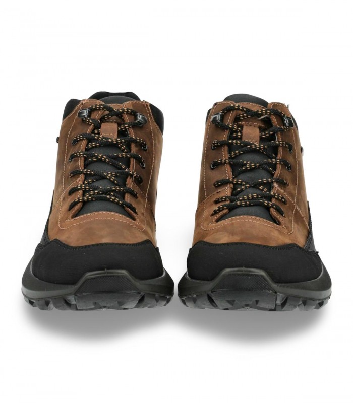 Botín de cordones Nature N200 en piel negra con cremallera e impermeable