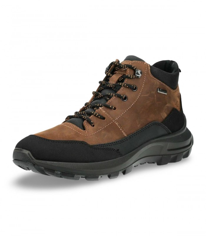 Botín de cordones Nature N200 en piel negra con cremallera e impermeable