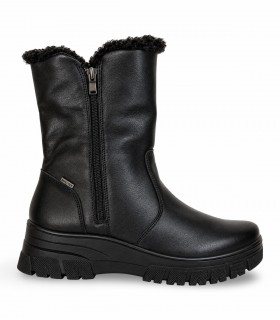 Media bota Imac 206298 en piel negra con cremallera y membrana impermeable