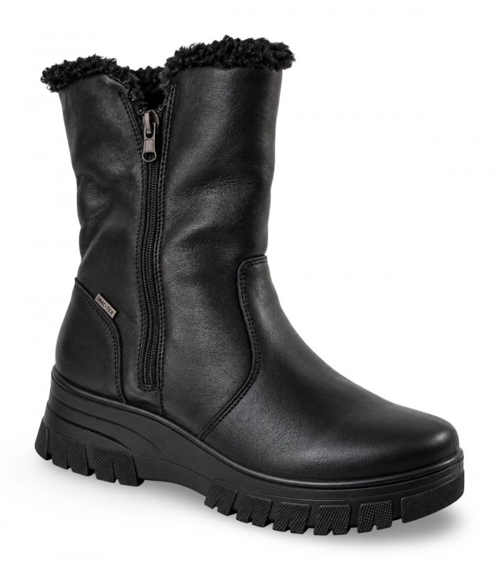 Media bota Imac 206298 en piel negra con cremallera y membrana impermeable