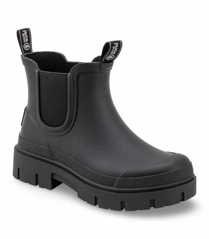 Katiuska Chelsea Natural World 7042 negra con plataforma dentada impermeable