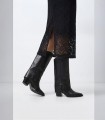 Bota alta western Lol Shoes Baltar 7530 en piel negra con tacón ancho
