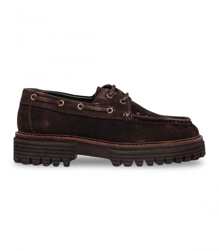 Náutico de plataforma TOP3 SS1892 en velour moka con suela chunky dentada