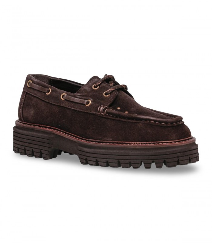 Náutico de plataforma TOP3 SS1892 en velour moka con suela chunky dentada